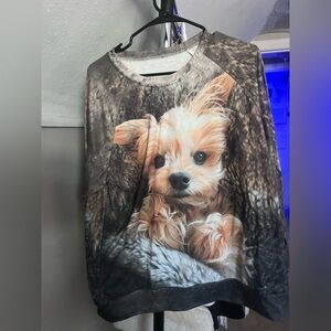 Cozy Dog Print Sweatshirt - Brown and Tan